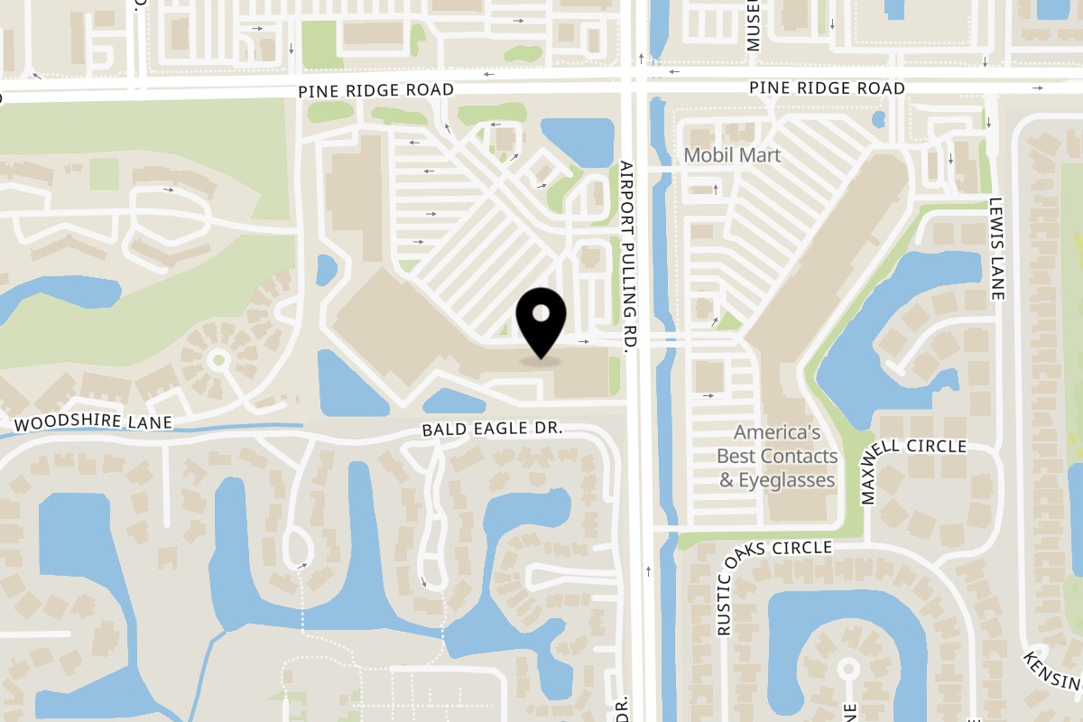 Map showing the location of The Hangout by Two Guys on 2360 Pine Ridge Rd in Naples